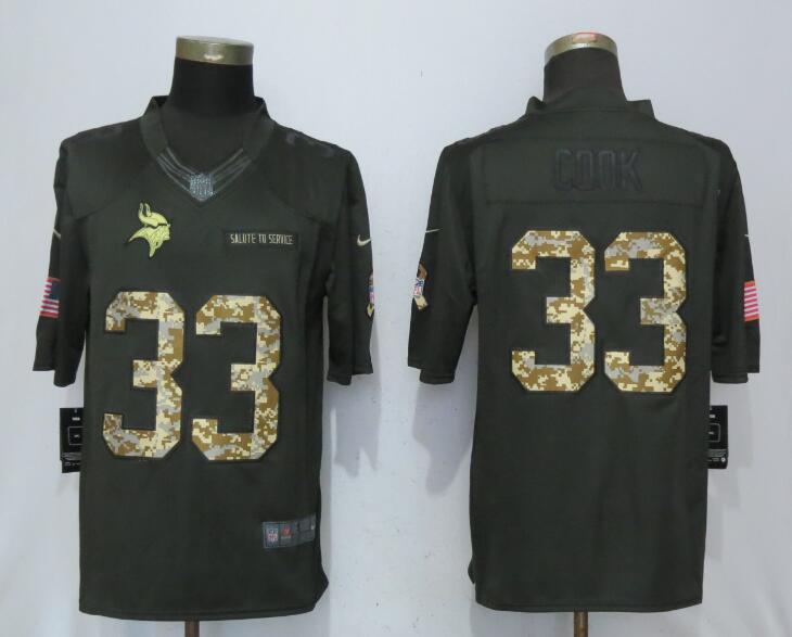 Men Minnesota Vikings #33 C00k Green Nike Anthracite Salute To Service Limited Jersey